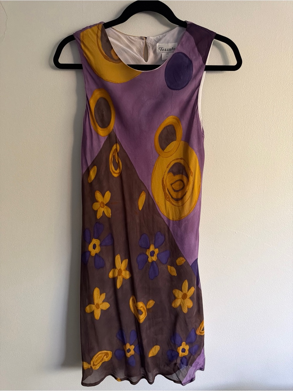Vintage 90s Y2K Tessuto Abstract Floral Rayon Shift Dress M